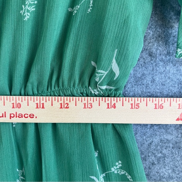 NEON ROSE Printed Tiered Lined Midi Dress Green Floral Size Large - Picture 7 of 10